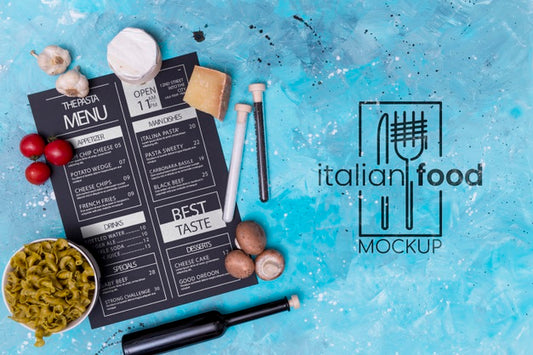 Free Italian Food Mock-Up Above View Psd