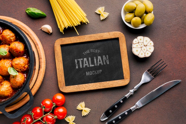 Free Italian Food Mock-Up Food And Cutlery Psd