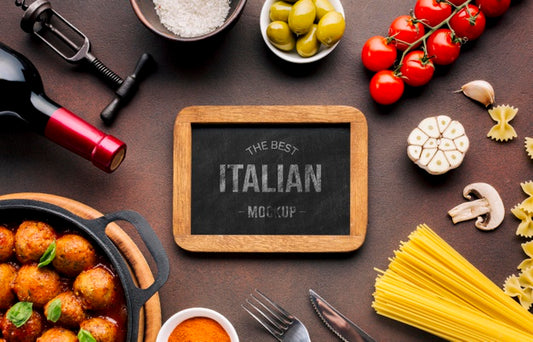 Free Italian Food Mock-Up Veggies And Pasta Psd