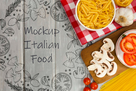 Free Italian Food Mock-Up With Delicious Ingredients Psd