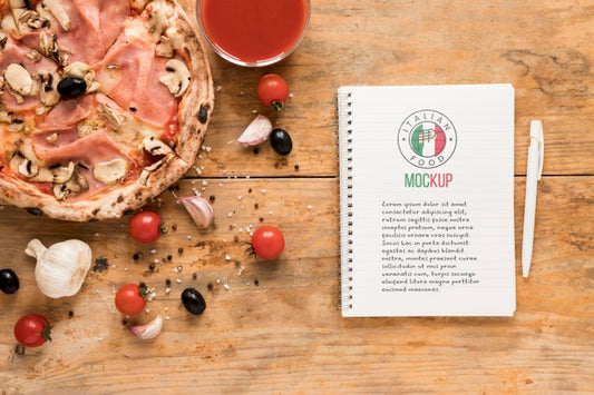 Free Italian Food Notebook Mock-Up Psd
