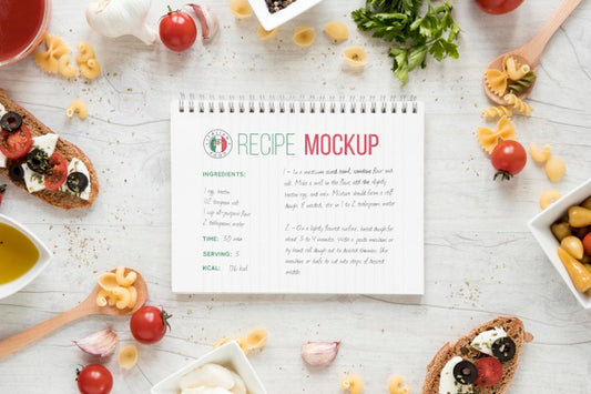 Free Italian Food Notepad Mock-Up Psd