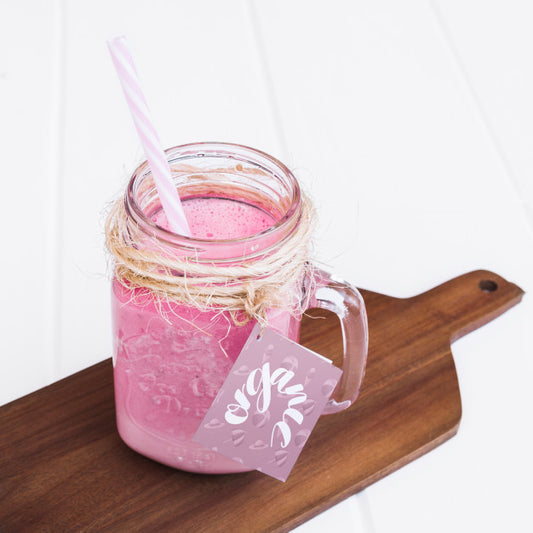 Free Jar Mockup With Pink Yogurt Psd