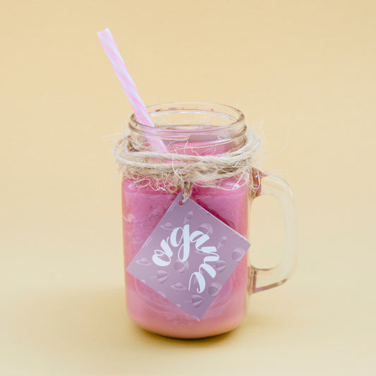 Free Jar Mockup With Pink Yogurt Psd