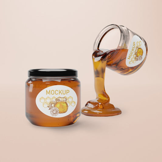 Free Jar With Natural Honey Mock-Up Psd