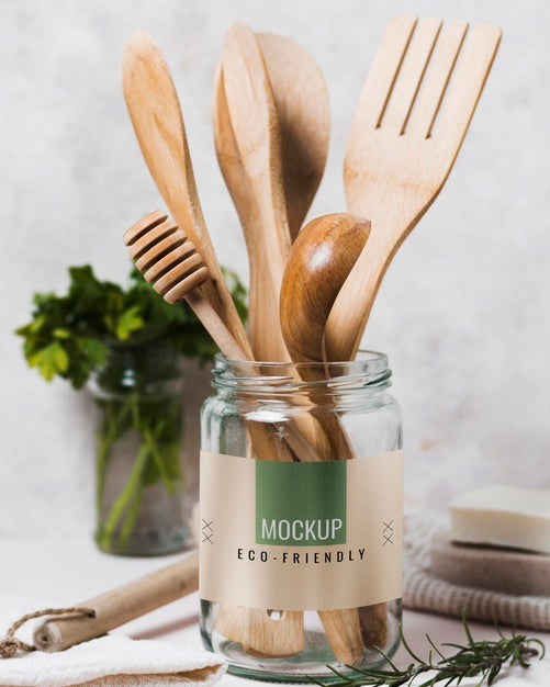 Free Jars With Kitchen Tool And Ingredients Psd