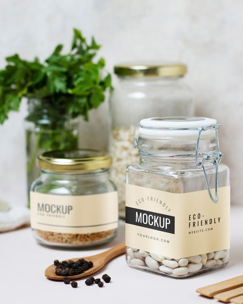 Free Jars With Kitchen Tool And Ingredients Psd