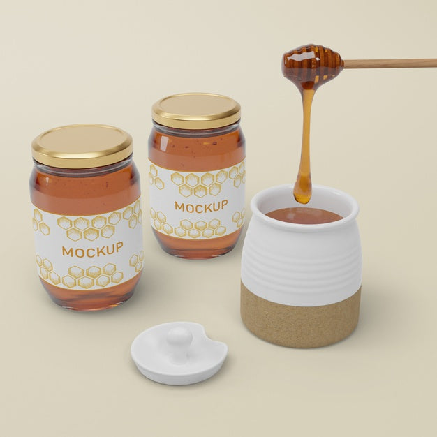 Free Jars With Natural Honey Mock-Up Psd