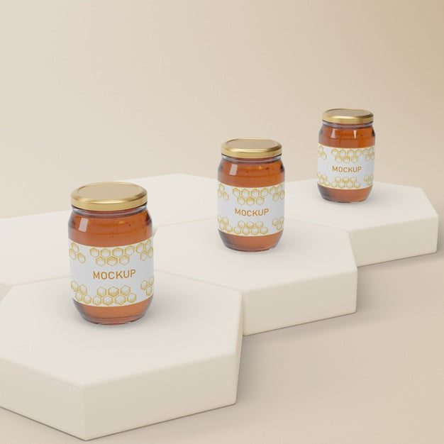 Free Jars With Natural Honey On Table Psd