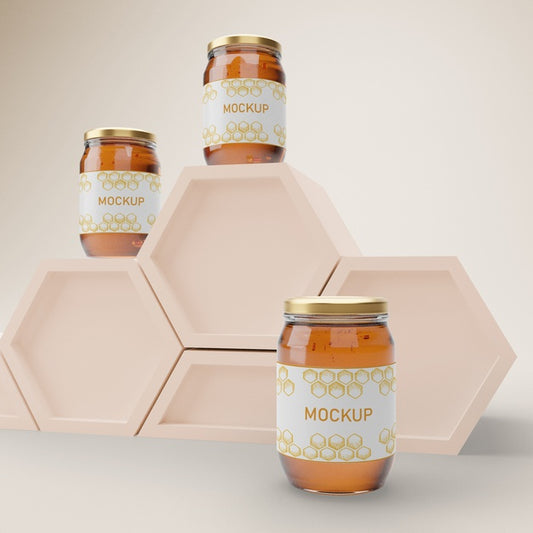 Free Jars With Organic Honey On Table Psd