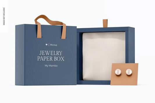 Free Jewelry Paper Box Mockup, Front View Psd