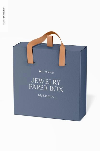 Free Jewelry Paper Box Mockup, Right View Psd