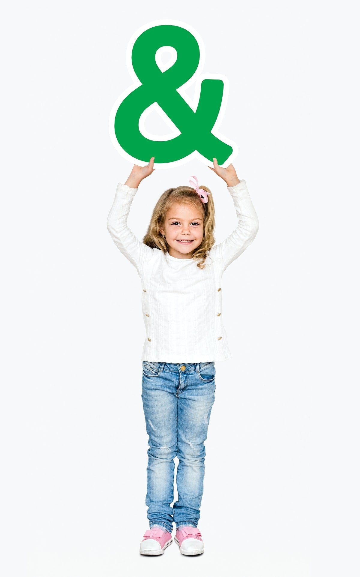 Free Kid Holding An Ampersand Sign