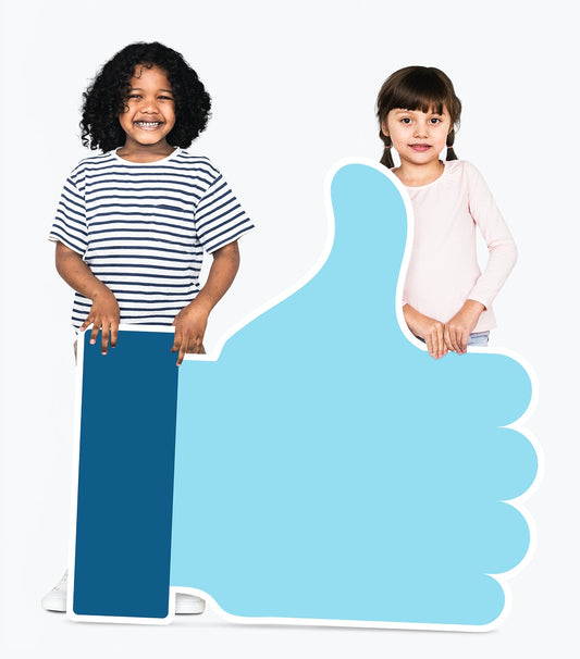 Free Kids Holding A Blue Thumbs Up Icon