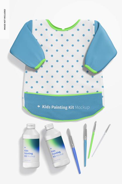 Free Kids Painting Kit Scene Mockup Psd