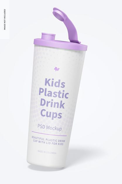 Free Kids Plastic Drink Cup With Lid Mockup Psd