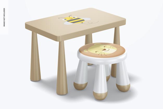 Free Kids Plastic Stool With Table Mockup Psd