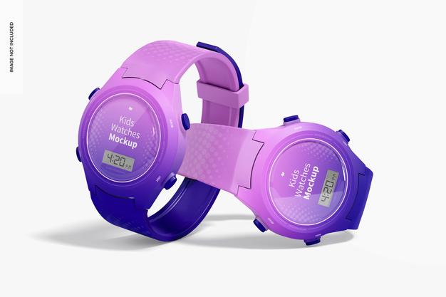 Free Kids Watches Mockup, Perspective Psd