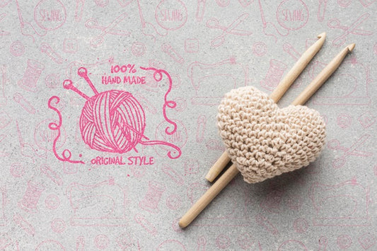 Free Knitted Heart Decoration Mock-Up Psd