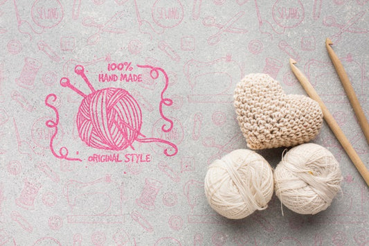 Free Knitted Hearts With Mock-Up Psd