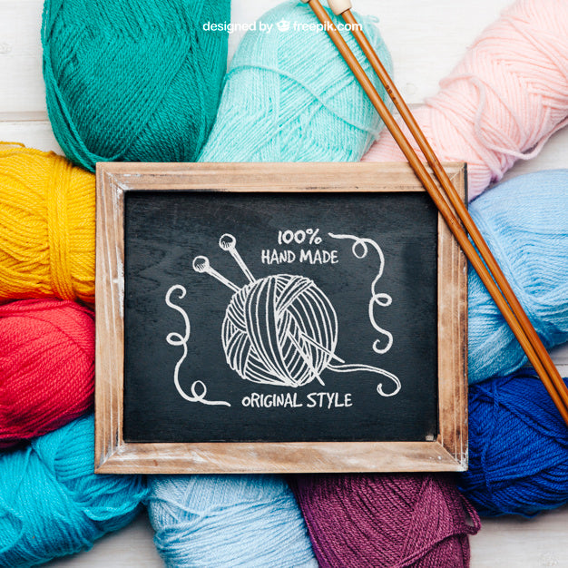 Free Knitting Concept With Close Up View Of Slate Psd