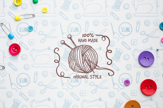 Free Knitting Mock-Up With Safety Pins Psd