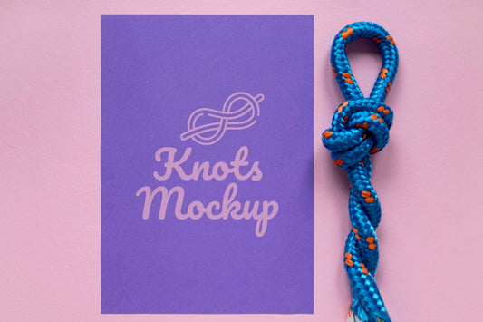 Free Knots Mock-Up With Blue Rope Psd