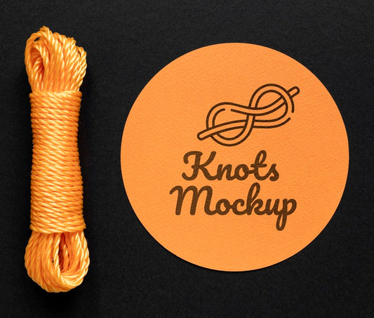 Free Knots Mock-Up With Orange Rope Psd