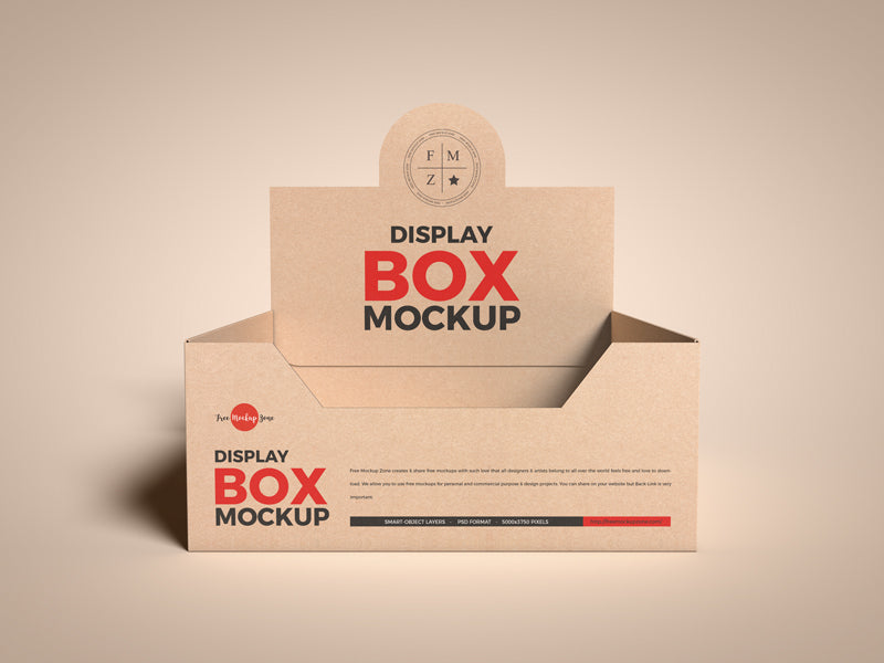 Free Kraft Empty Display Box Mockup – CreativeBooster