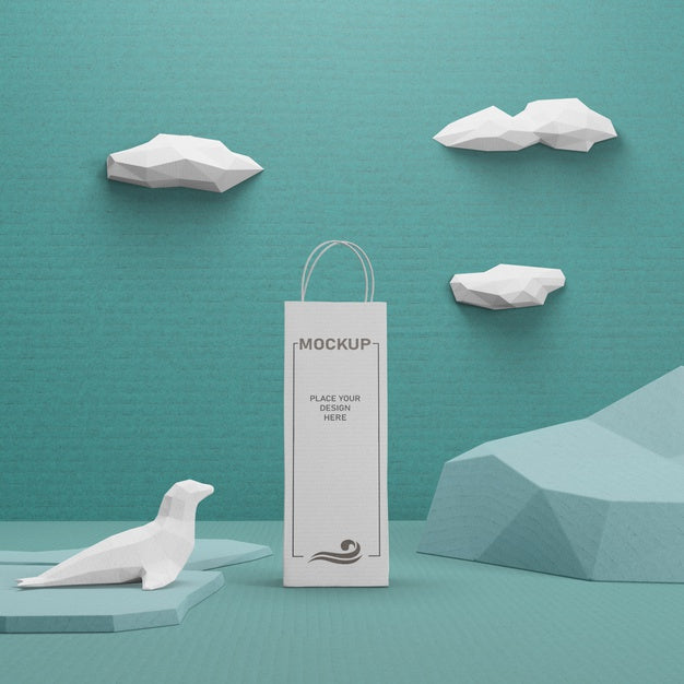 Free Kraft Paper Bag For Ocean Day With  Mock-Up Psd