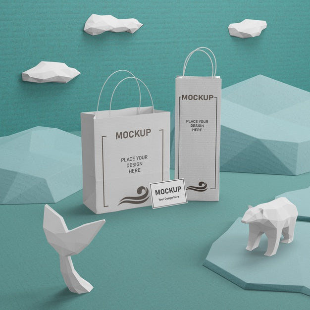Free Kraft Paper Bags With Mock-Up For Ocean Day Psd