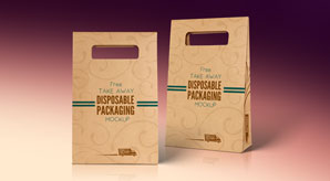 Free Kraft Paper Disposable Food Bag Packaging Mockup Psd