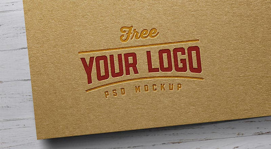 Free Kraft Paper Letterpress Logo Mockup Psd