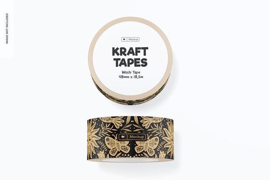 Free Kraft Tapes Mockup, Top View Psd