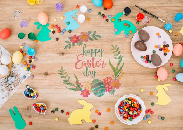 Free Label Mockup With Easter Concept Psd