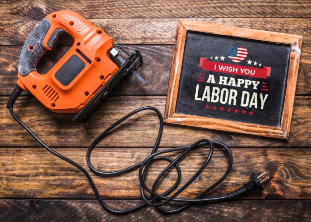 Free Labor Day Mockup With Slate And Tools Psd