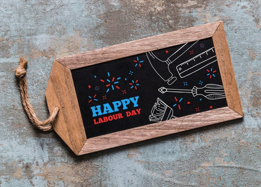Free Labor Day Mockup With Slate And Tools Psd
