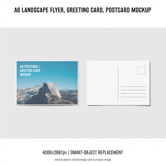 Free Landscape Flyer, Postcard, Greeting Card Mockup Psd