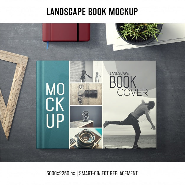 Free Lanscape Book Mockup Psd