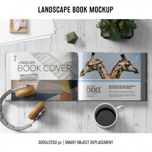 Free Lanscape Book Mockup Psd