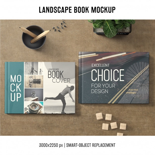 Free Lanscape Book Mockup Psd