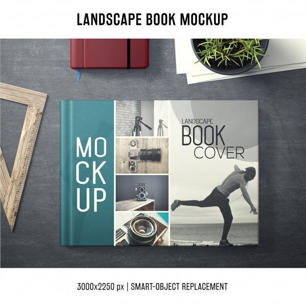 Free Landscape Photo Album Book Cover Mockup