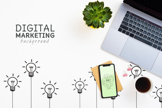 Free Laptop And Iphone Digital Marketing Background Psd