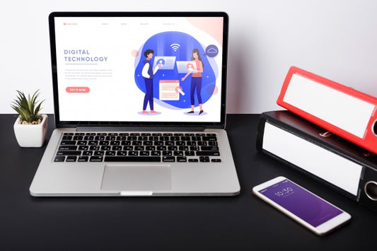 Free Laptop Mockup With Business Concept Psd