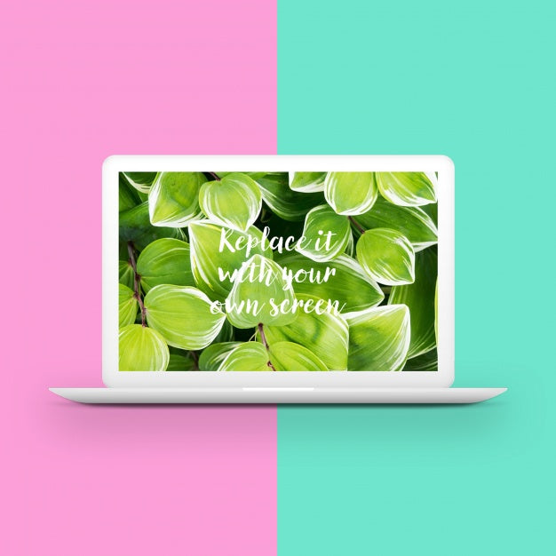 Free Laptop Two Toned Background Mock Up Psd