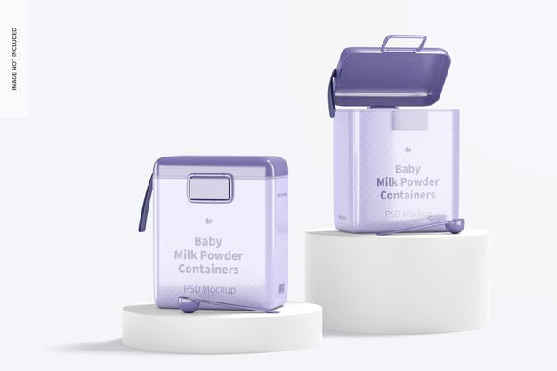Free Large Baby Milk Powder Containers Mockup, Perspective Psd