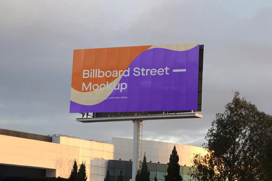 Free Large Billboard Mockup On Cloudy Sky Psd