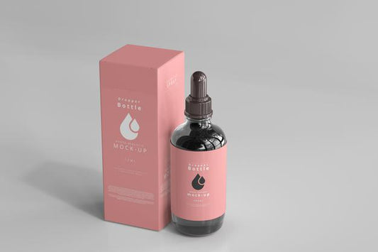 Free Large Dropper Bottle Mockup With Box Psd