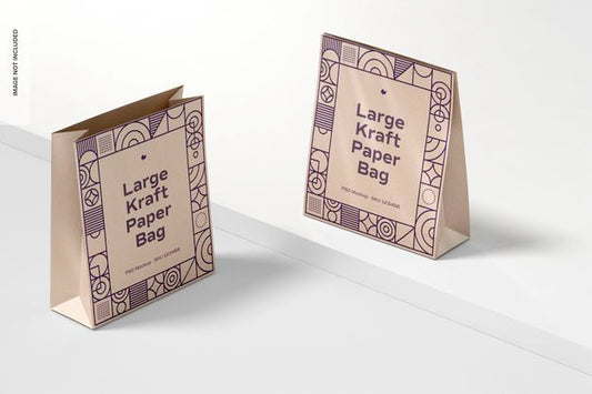 Free Large Kraft Paper Bags Mockup Psd