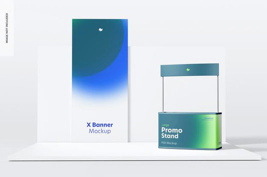 Free Large Promo Stand Mockup, Left View Psd